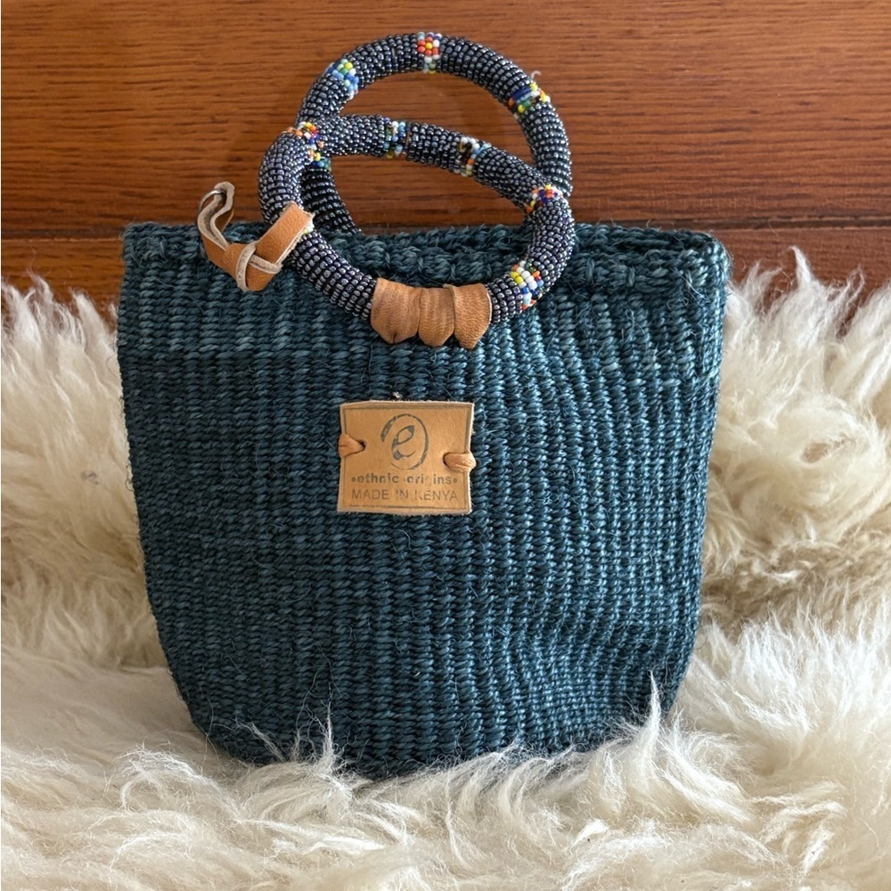 Handcrafted in Kenya Blue Woven Beaded Bag